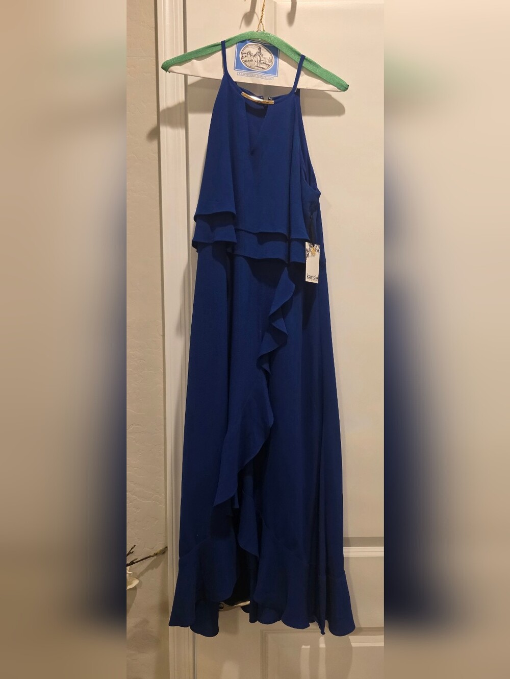 Kensie Royal Blue Ruffle Maxi Dress